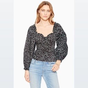 NWT Parker Puff Sleeve Black Top Size Small